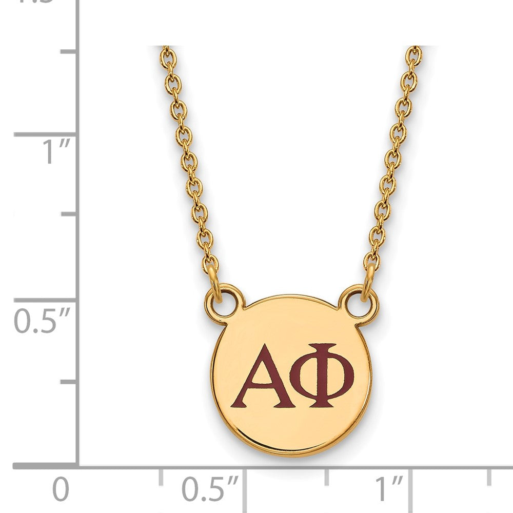 Sterling Silver Gold-plated LogoArt Alpha Phi Sorority Greek Letters Small Color Enamel Pendant 18 inch Necklace