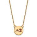 Sterling Silver Gold-plated LogoArt Alpha Phi Sorority Greek Letters Small Color Enamel Pendant 18 inch Necklace