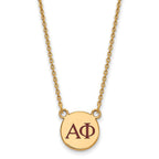 Sterling Silver Gold-plated LogoArt Alpha Phi Sorority Greek Letters Small Color Enamel Pendant 18 inch Necklace