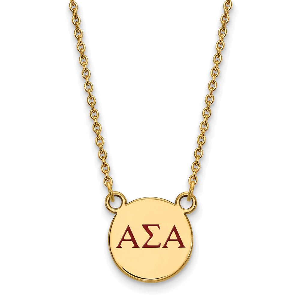 Sterling Silver Gold-plated LogoArt Alpha Sigma Alpha Sorority Greek Letters Small Color Enamel Pendant 18 inch Necklace