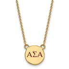 Sterling Silver Gold-plated LogoArt Alpha Sigma Alpha Sorority Greek Letters Small Color Enamel Pendant 18 inch Necklace