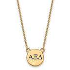 Sterling Silver Gold-plated LogoArt Alpha Xi Delta Sorority Greek Letters Extra Small Color Enamel Pendant 18 inch Necklace