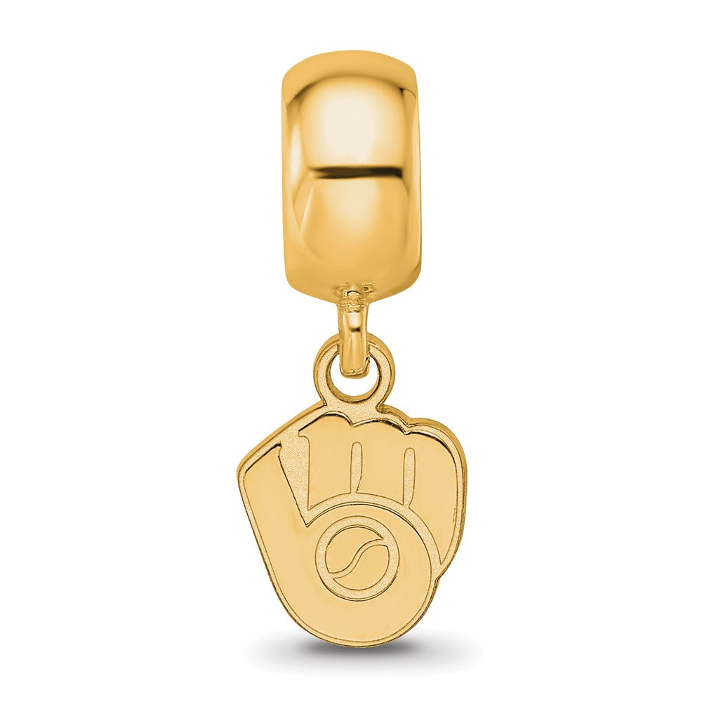Sterling Silver Gold Plated Major League Baseball LogoArt Milwaukee Brewers Dangle Bead