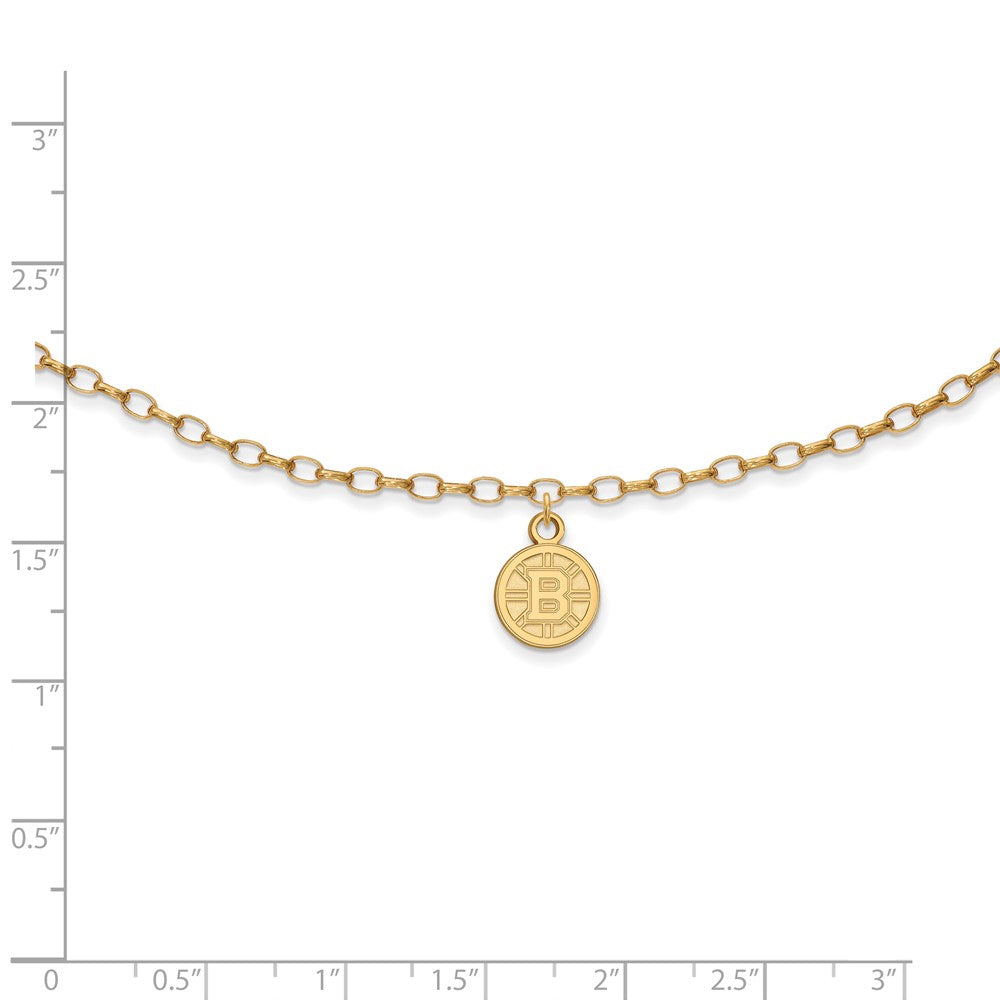 Sterling Silver Gold-plated NHL LogoArt Boston Bruins 9 inch Anklet