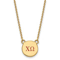 Sterling Silver Gold-plated LogoArt Chi Omega Sorority Greek Letters Small Color Enamel Pendant 18 inch Necklace