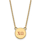 Sterling Silver Gold-plated LogoArt Chi Omega Sorority Greek Letters Small Color Enamel Pendant 18 inch Necklace