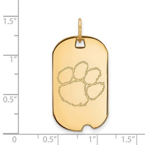 10k Gold LogoArt Clemson University Tiger Paw Small Dog Tag Pendant