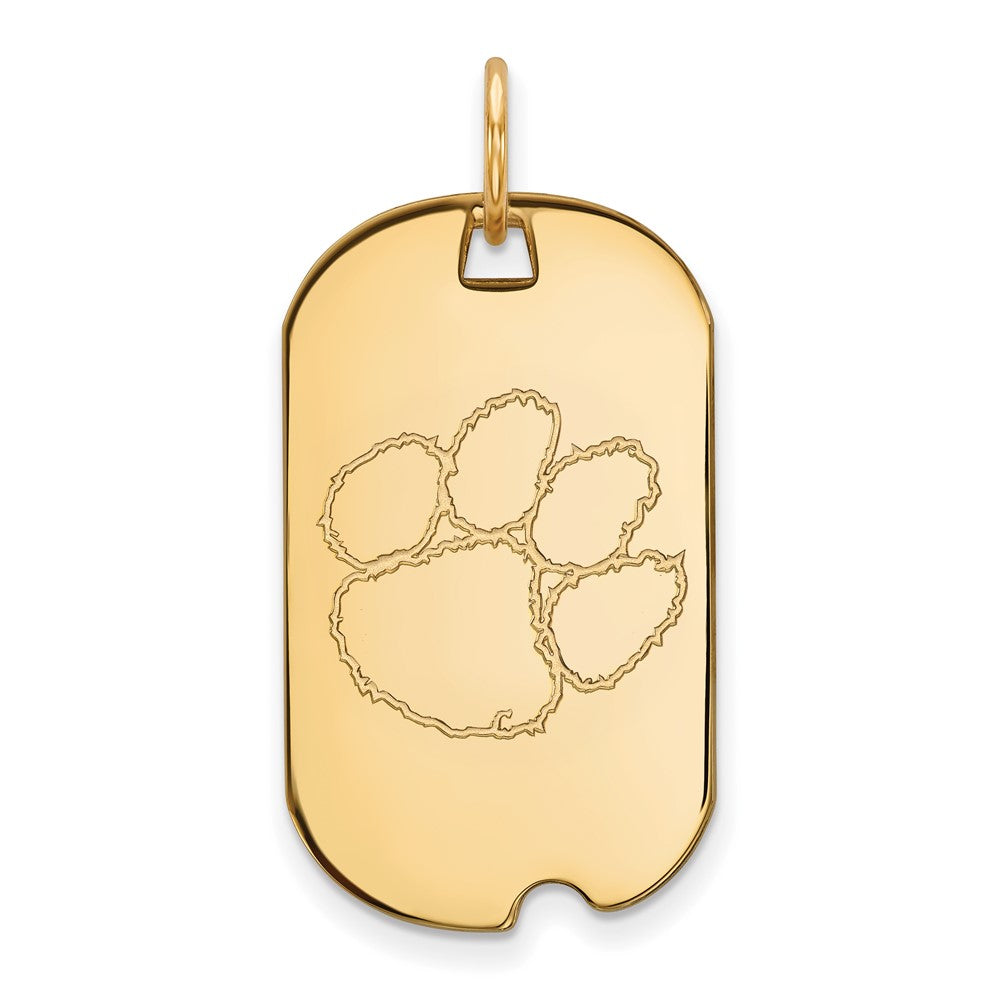 14k Gold LogoArt Clemson University Tiger Paw Small Dog Tag Pendant