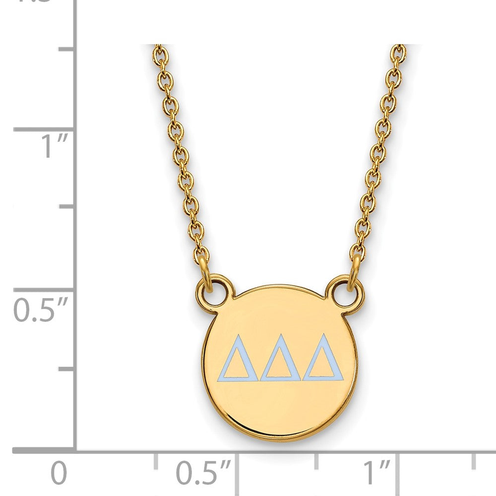 Sterling Silver Gold-plated LogoArt Delta Delta Delta Sorority Greek Letters Small Color Enamel Pendant 18 inch Necklace