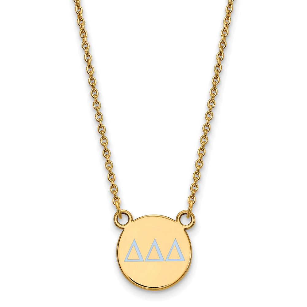 Sterling Silver Gold-plated LogoArt Delta Delta Delta Sorority Greek Letters Small Color Enamel Pendant 18 inch Necklace