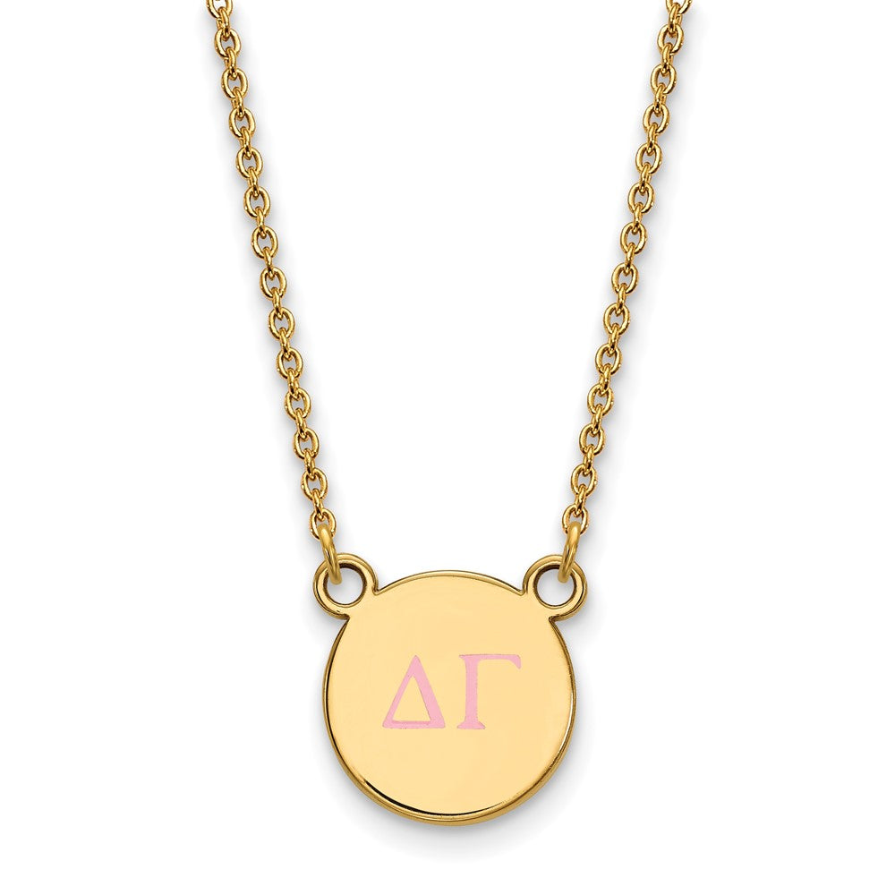 Sterling Silver Gold-plated LogoArt Delta Gamma Sorority Greek Letters Small Color Enamel Pendant 18 inch Necklace