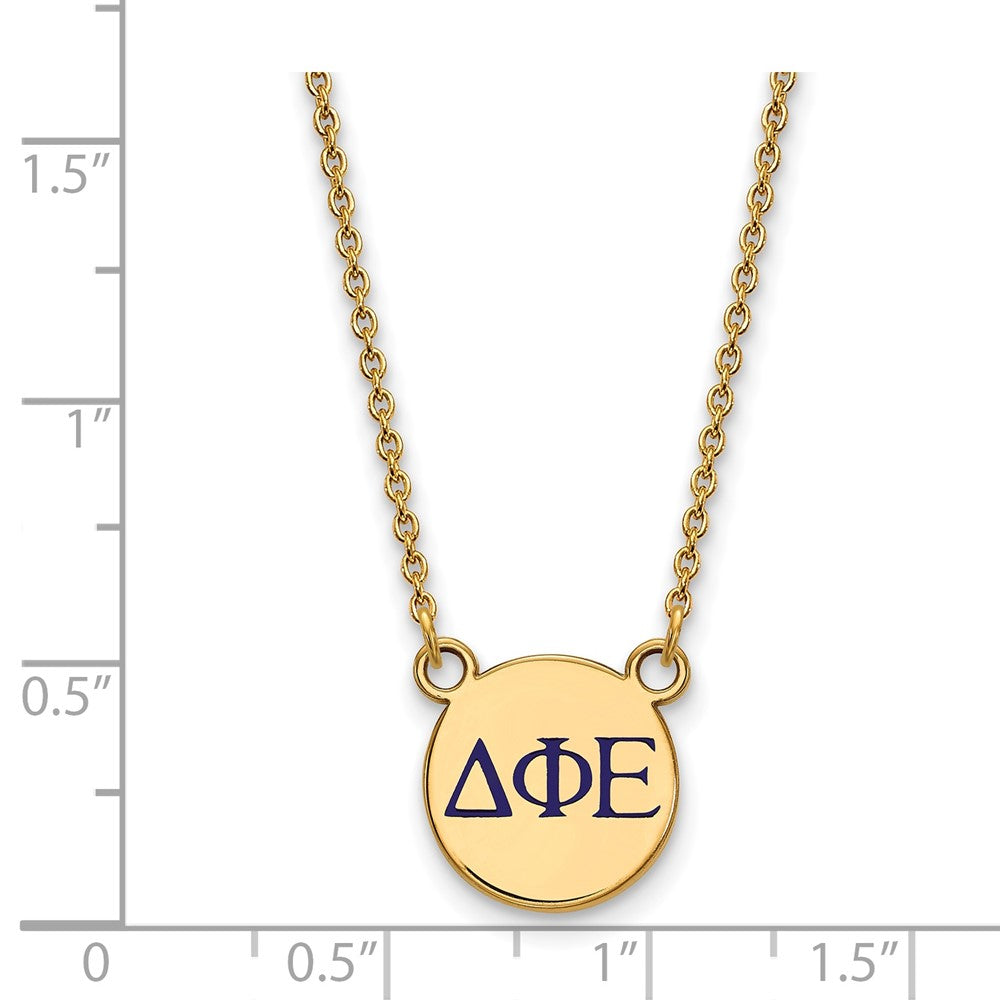 Sterling Silver Gold-plated LogoArt Delta Phi Epsilon Sorority Greek Letters Small Color Enamel Pendant 18 inch Necklace