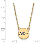 Sterling Silver Gold-plated LogoArt Delta Phi Epsilon Sorority Greek Letters Small Color Enamel Pendant 18 inch Necklace