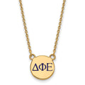 Sterling Silver Gold-plated LogoArt Delta Phi Epsilon Sorority Greek Letters Small Color Enamel Pendant 18 inch Necklace
