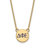 Sterling Silver Gold-plated LogoArt Delta Phi Epsilon Sorority Greek Letters Small Color Enamel Pendant 18 inch Necklace