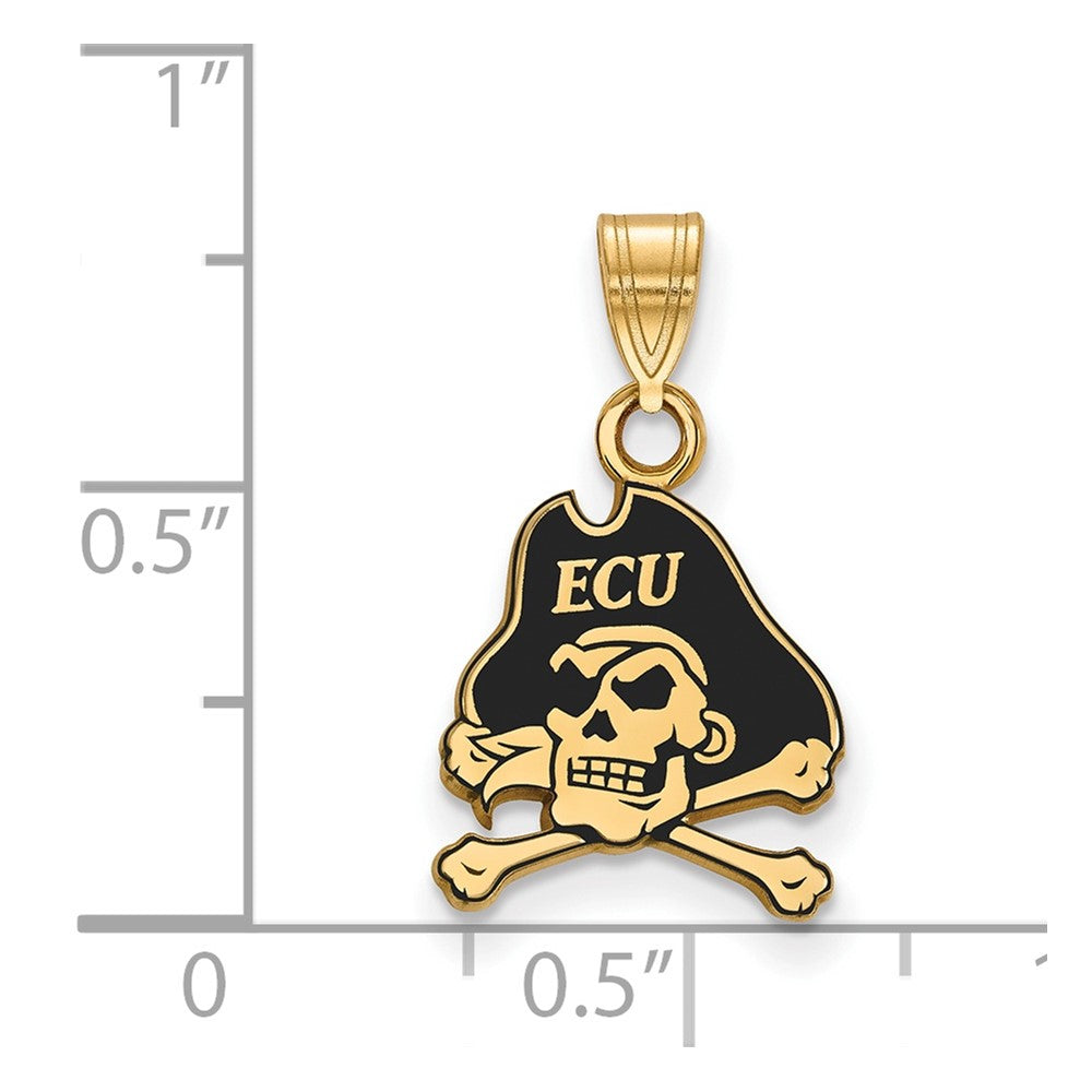 Sterling Silver Gold-plated LogoArt East Carolina University Pirate Small Enameled Pendant