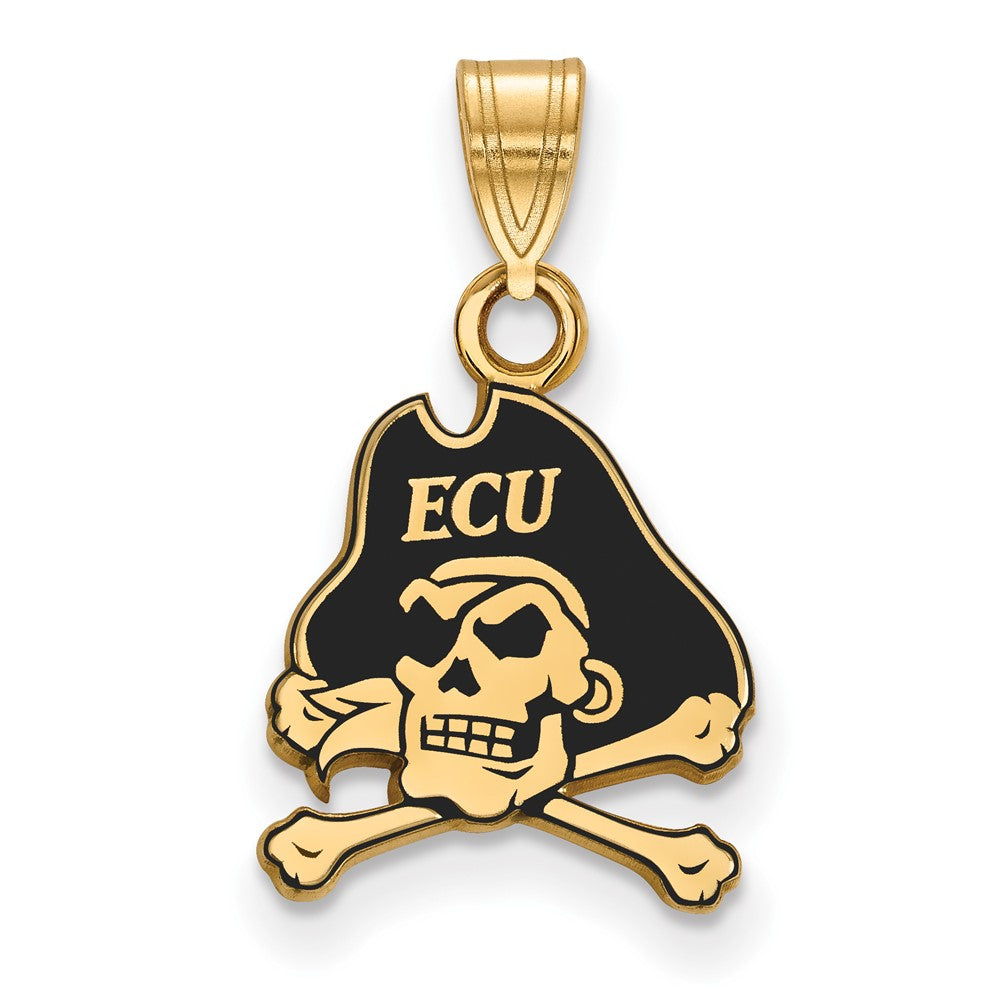 Sterling Silver Gold-plated LogoArt East Carolina University Pirate Small Enameled Pendant