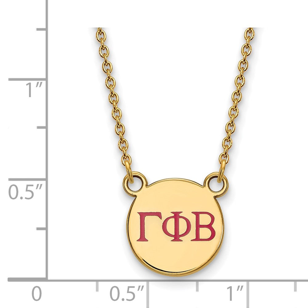 Sterling Silver Gold-plated LogoArt Gamma Phi Beta Sorority Greek Letters Small Color Enamel Pendant 18 inch Necklace