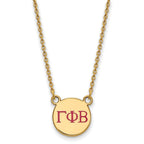 Sterling Silver Gold-plated LogoArt Gamma Phi Beta Sorority Greek Letters Small Color Enamel Pendant 18 inch Necklace