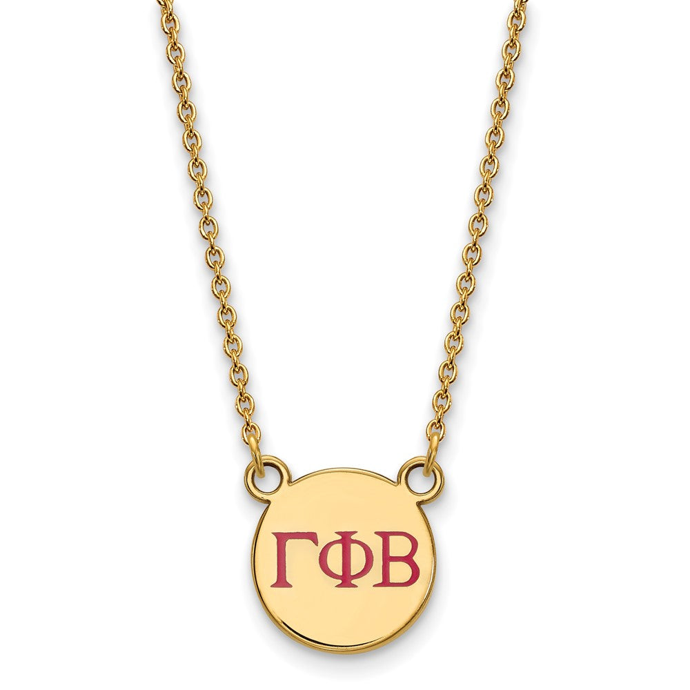 Sterling Silver Gold-plated LogoArt Gamma Phi Beta Sorority Greek Letters Small Color Enamel Pendant 18 inch Necklace