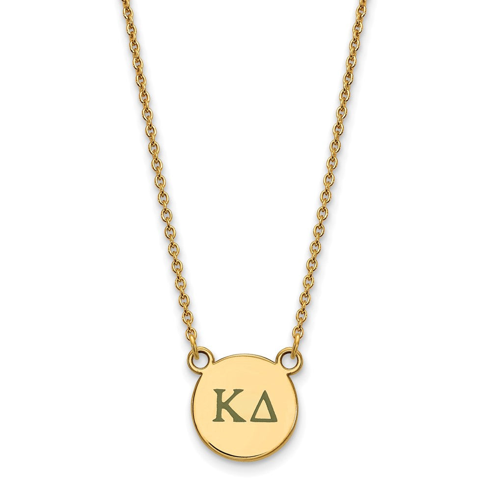 Sterling Silver Gold-plated LogoArt Kappa Delta Sorority Greek Letters Small Color Enamel Pendant 18 inch Necklace