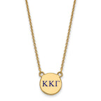 Sterling Silver Gold-plated LogoArt Kappa Kappa Gamma Sorority Greek Letters Small Color Enamel Pendant 18 inch Necklace