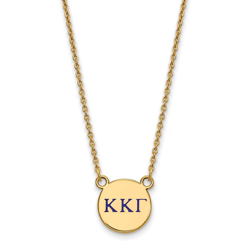 Sterling Silver Gold-plated LogoArt Kappa Kappa Gamma Sorority Greek Letters Small Color Enamel Pendant 18 inch Necklace