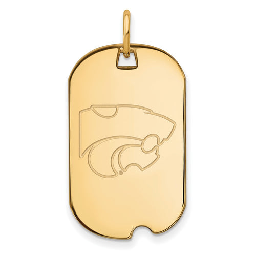 10k Gold LogoArt Kansas State University Wildcat Small Dog Tag Pendant