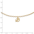 Sterling Silver Gold-plated NHL LogoArt Tampa Bay Lightning 9 inch Anklet