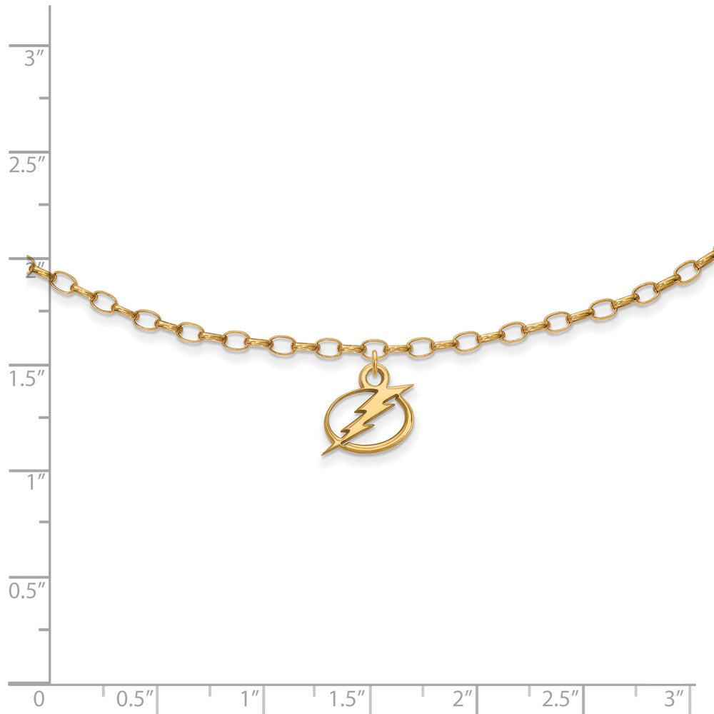Sterling Silver Gold-plated NHL LogoArt Tampa Bay Lightning 9 inch Anklet