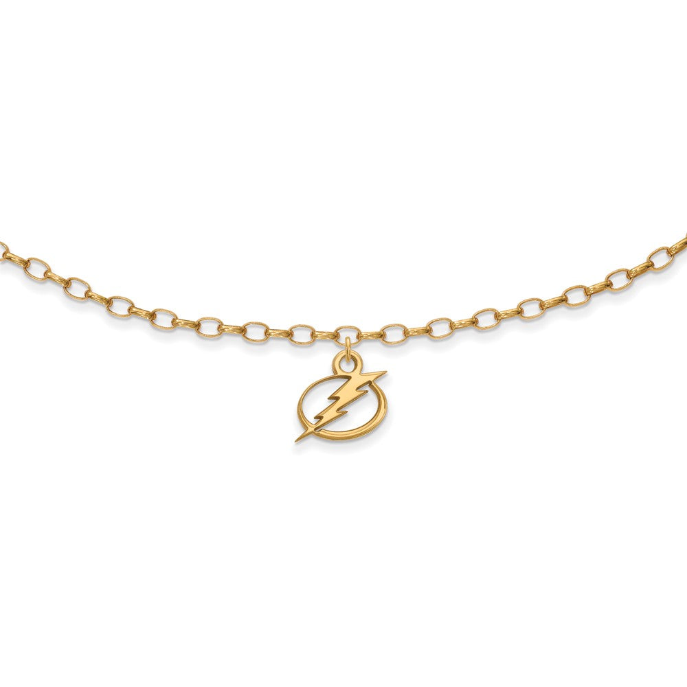 Sterling Silver Gold-plated NHL LogoArt Tampa Bay Lightning 9 inch Anklet