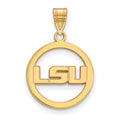 Sterling Silver Gold-plated LogoArt Louisiana State University L-S-U Medium Circle Pendant