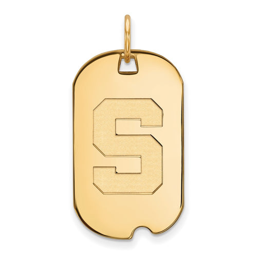 10k Gold LogoArt Michigan State University Letter S Small Dog Tag Pendant