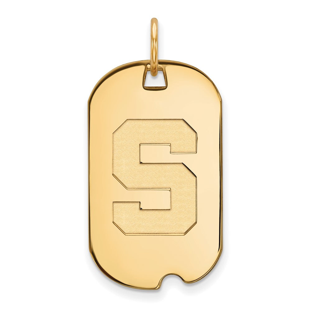Sterling Silver Gold-plated LogoArt Michigan State University Letter S Small Dog Tag Pendant