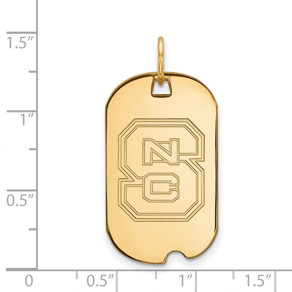 Sterling Silver Gold-plated LogoArt North Carolina State University N-C-S Small Dog Tag Pendant