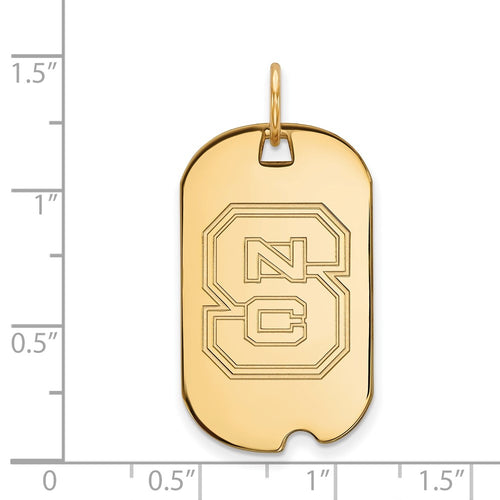 10k Gold LogoArt North Carolina State University N-C-S Small Dog Tag Pendant