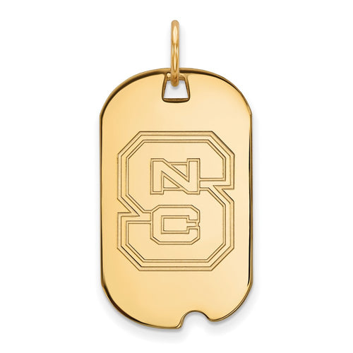 10k Gold LogoArt North Carolina State University N-C-S Small Dog Tag Pendant