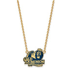 Sterling Silver Gold-plated LogoArt Old Dominion University Large Enameled Pendant 18 inch Necklace
