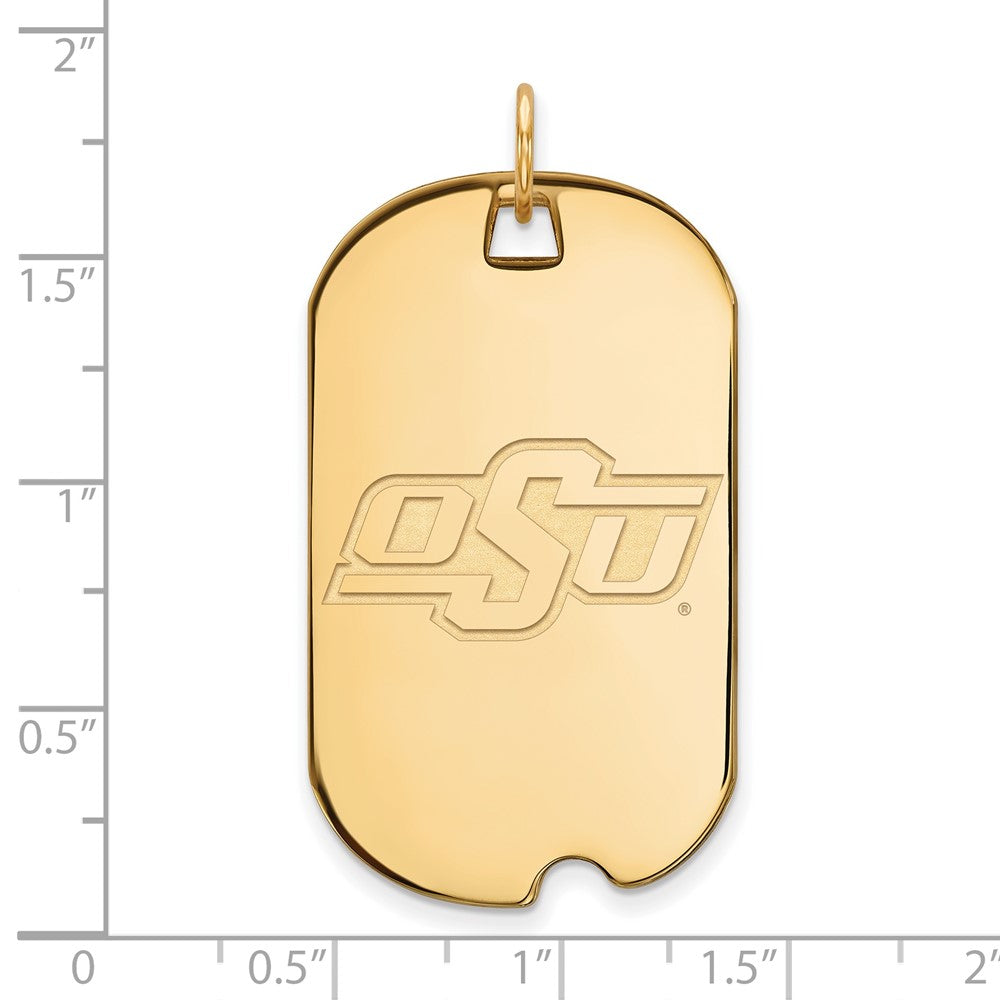 Sterling Silver Gold-plated LogoArt Oklahoma State University O-S-U Large Dog Tag Pendant