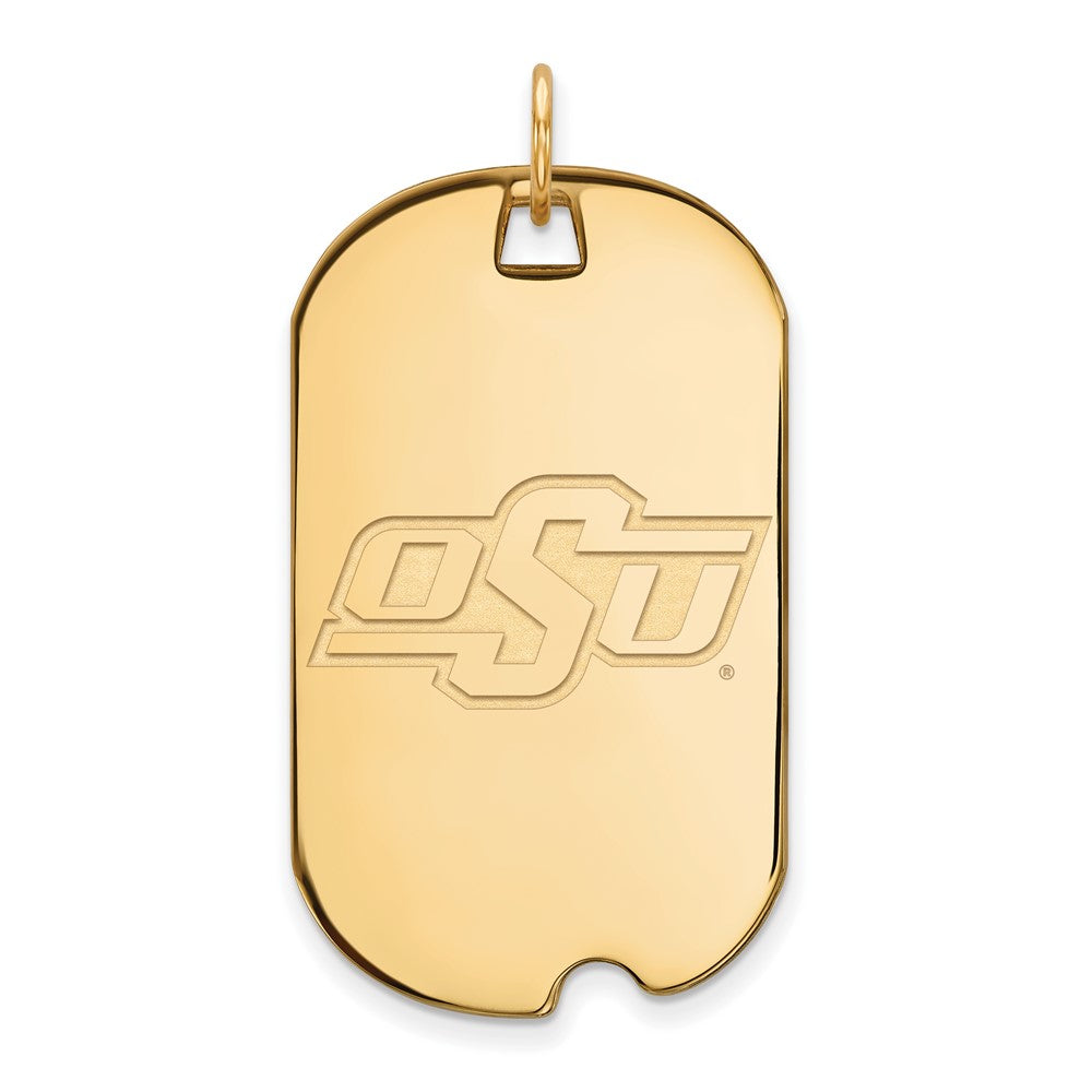 Sterling Silver Gold-plated LogoArt Oklahoma State University O-S-U Large Dog Tag Pendant