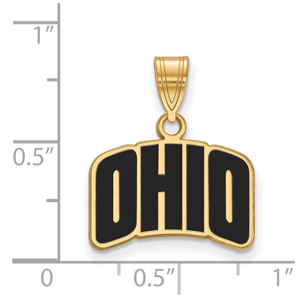 Sterling Silver Gold-plated LogoArt Ohio University Small Enameled Pendant