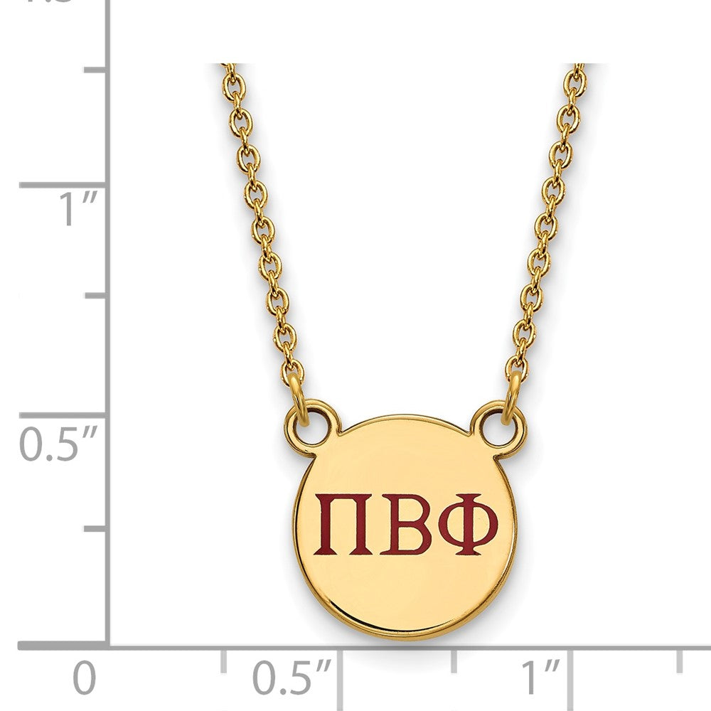 Sterling Silver Gold-plated LogoArt Pi Beta Phi Sorority Greek Letters Small Color Enamel Pendant 18 inch Necklace