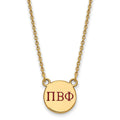 Sterling Silver Gold-plated LogoArt Pi Beta Phi Sorority Greek Letters Small Color Enamel Pendant 18 inch Necklace