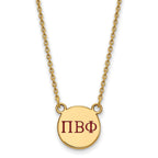 Sterling Silver Gold-plated LogoArt Pi Beta Phi Sorority Greek Letters Small Color Enamel Pendant 18 inch Necklace