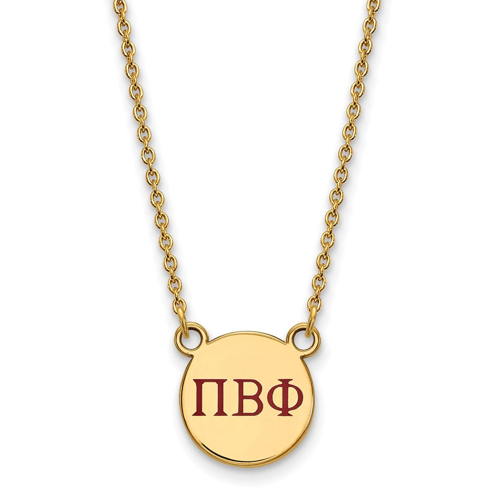 Sterling Silver Gold-plated LogoArt Pi Beta Phi Sorority Greek Letters Small Color Enamel Pendant 18 inch Necklace
