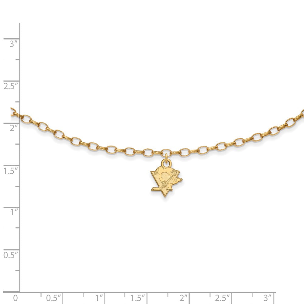 Sterling Silver Gold-plated NHL LogoArt Pittsburgh Penguins 9 inch Anklet