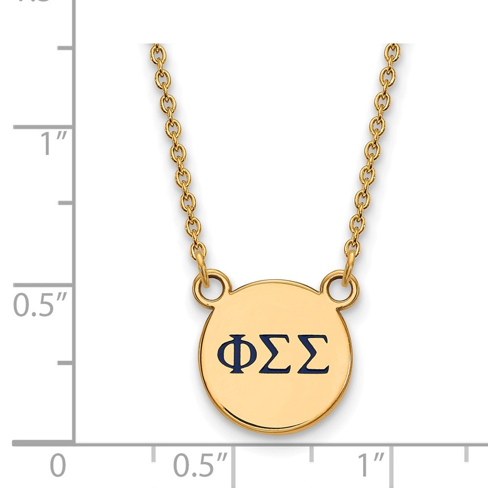 Sterling Silver Gold-plated LogoArt Phi Sigma Sigma Sorority Greek Letters Small Color Enamel Pendant 18 inch Necklace