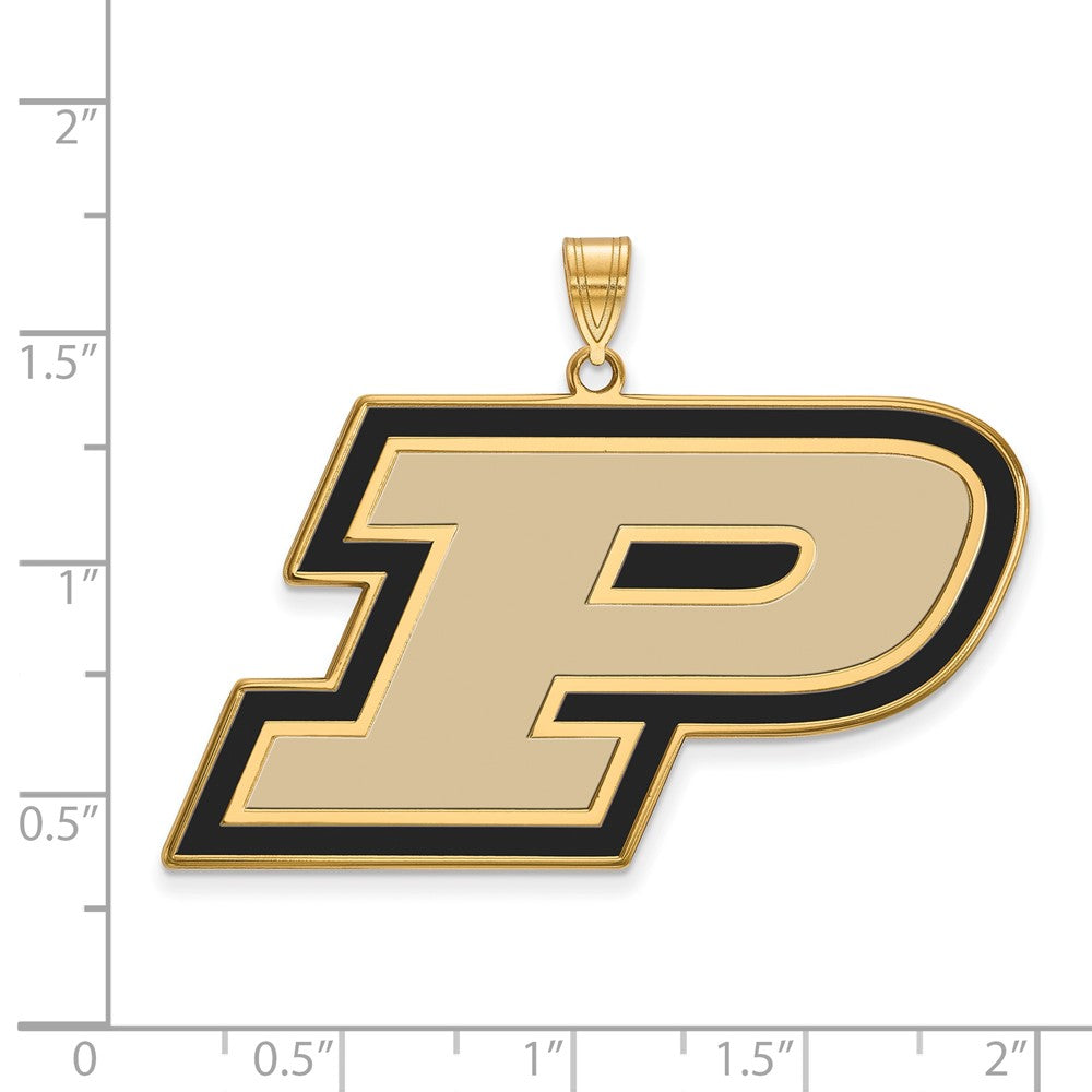 Sterling Silver Gold-plated LogoArt Purdue University Letter P Extra Large Enameled Pendant
