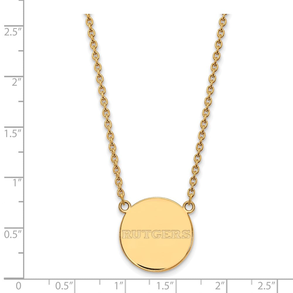 Sterling Silver Gold-plated LogoArt Rutgers University Large Disc Pendant 18 inch Necklace