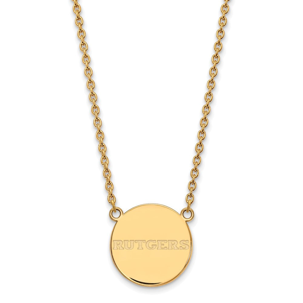 Sterling Silver Gold-plated LogoArt Rutgers University Large Disc Pendant 18 inch Necklace